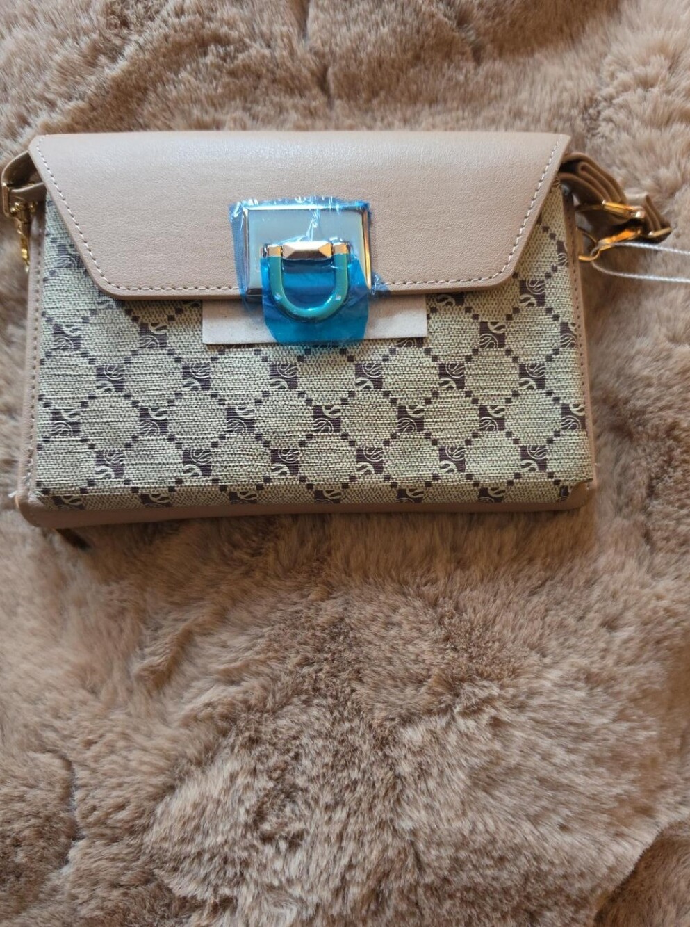Malibu Skye Beige Patterned Wallet Crossbody Bag